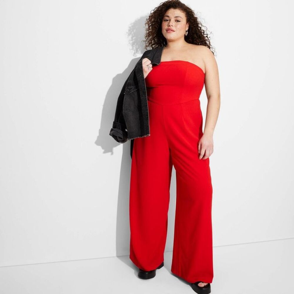 Wild Fable - Women's Wide Leg Tube Jumpsuit - Wild Fable Red XX Red